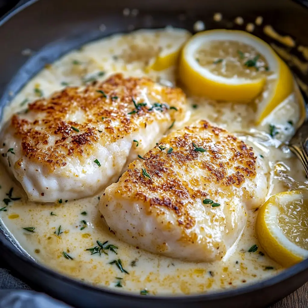 Cod Fillet Lemon Parmesan Cream Sauce