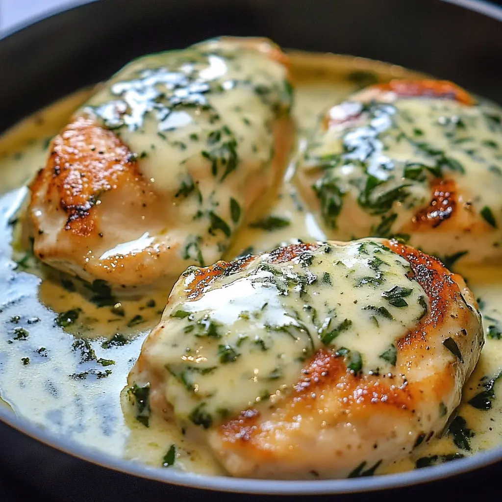 Mozzarella Chicken in Basil Cream Sauce